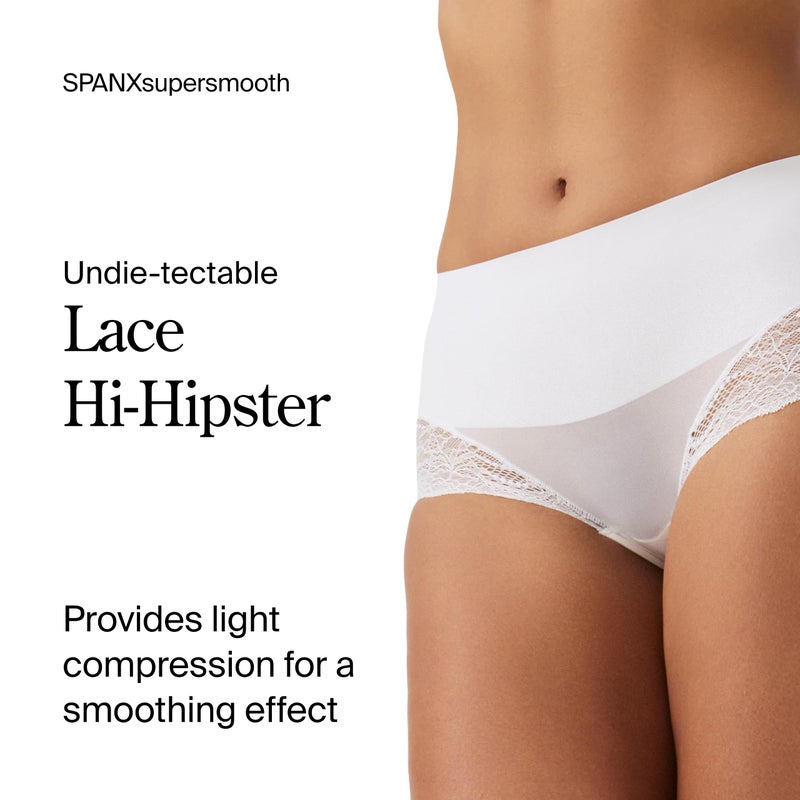 SPANX SPANXsmooth Undie-tectable Lace Hi-Hipster - For Core Control - Comfortable Lace Shapewear Underwear - No Visible Panty Lines - Powder - Medium - Image 2